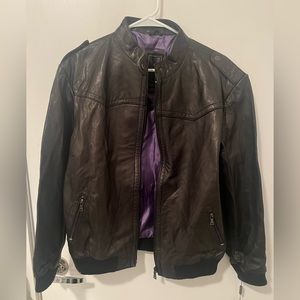 Knoles & Carter black/brown Italian lamb skin leather bomber jacket